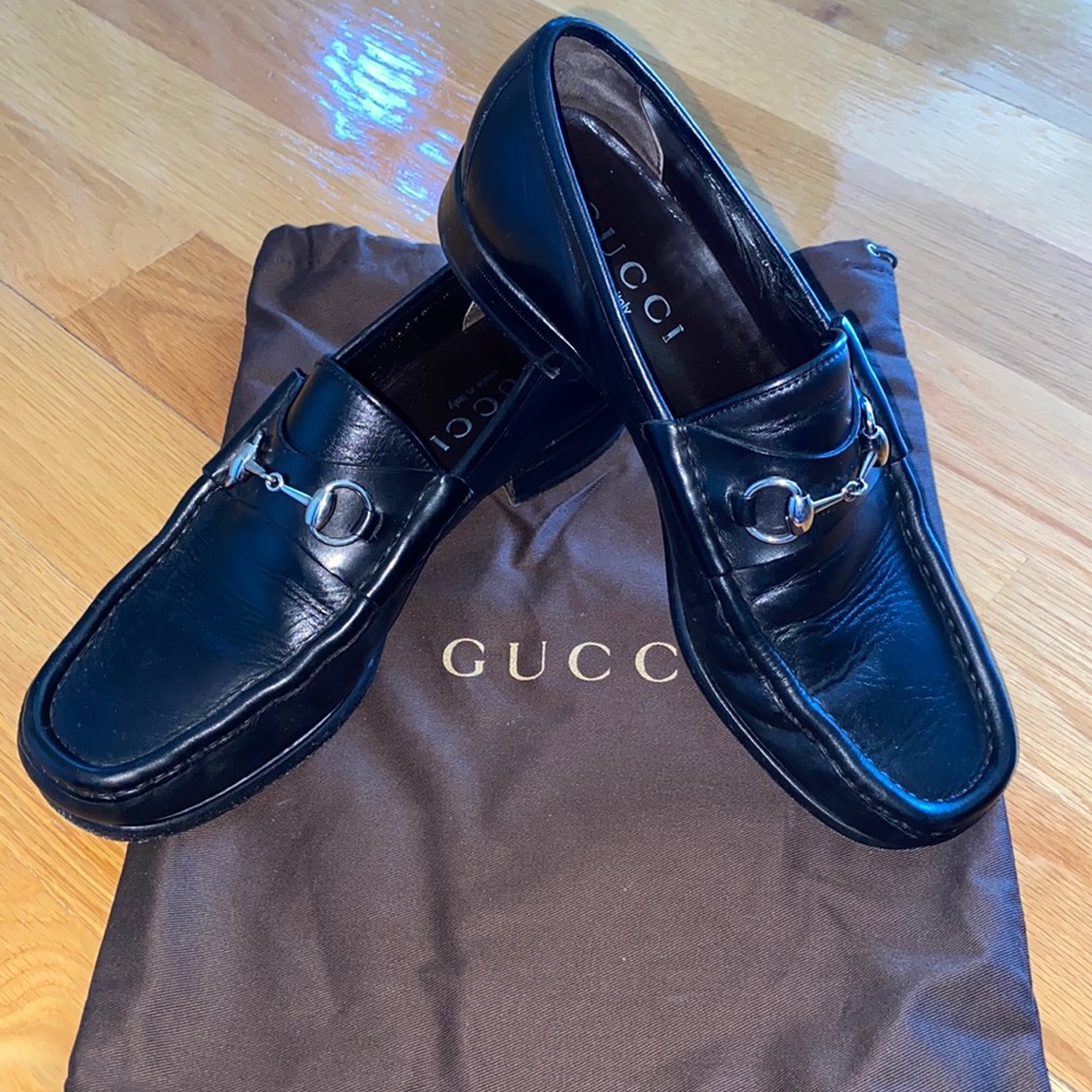 Gucci Loafers Mens Black leather Vit Bulgaro 9.5 - Picture 2 of 10